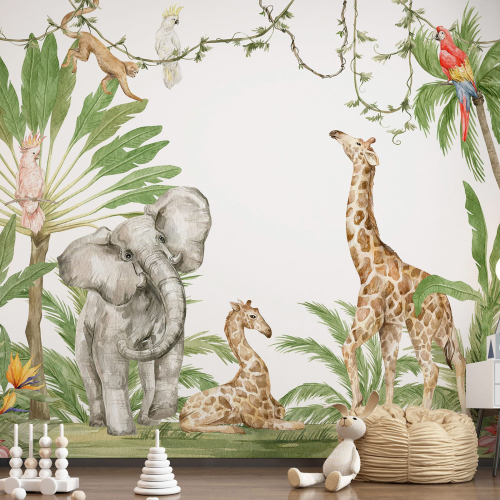 Papier peint panoramique Enfants - Animaux de la Jungle