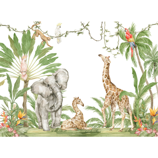 Papier peint panoramique Enfants - Animaux de la Jungle