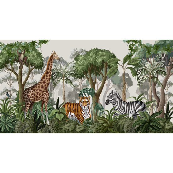 Papier peint panoramique Enfants - Animaux de la Jungle