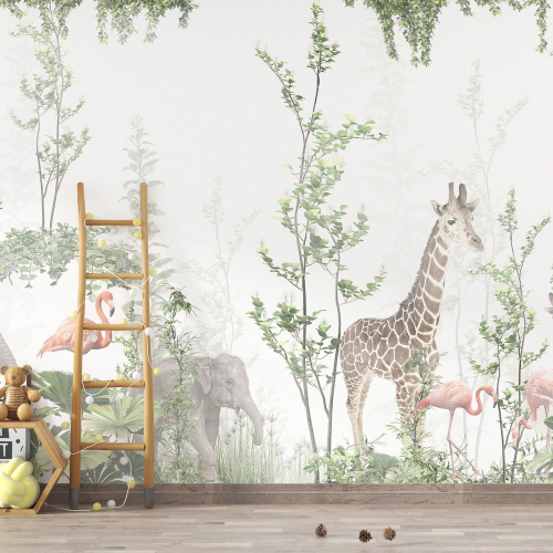 Papier peint panoramique Enfants - Animaux de la Jungle