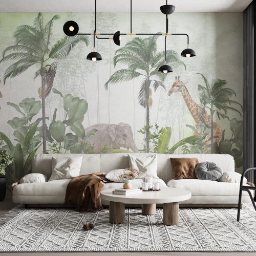 Papier peint panoramique Enfants - Animaux de la Jungle