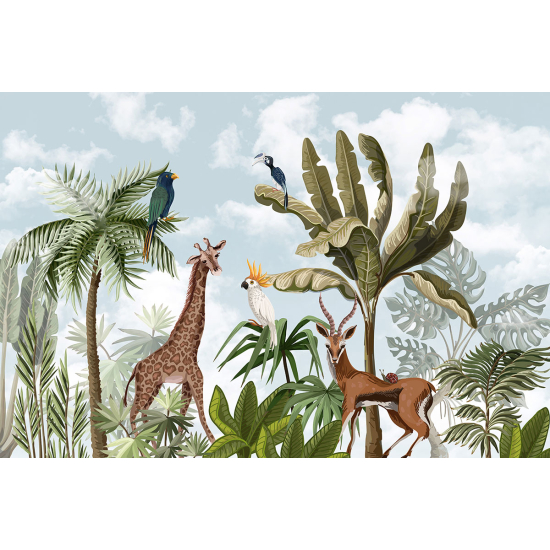 Papier peint panoramique Enfants - Animaux de la Jungle