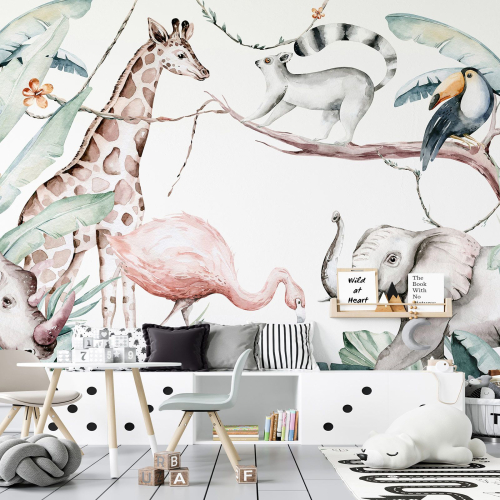 Papier peint panoramique Enfants - Animaux de la Jungle