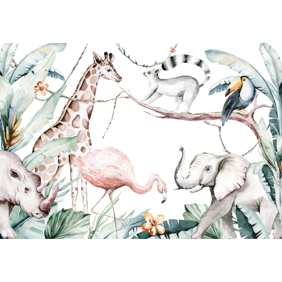 Papier peint panoramique Enfants - Animaux de la Jungle