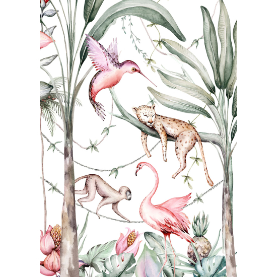 Papier peint panoramique Enfants - Animaux de la Jungle