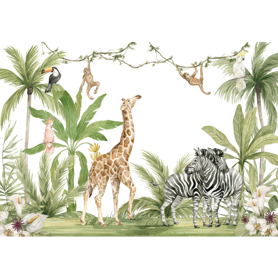 Papier peint panoramique Enfants - Animaux de la Jungle