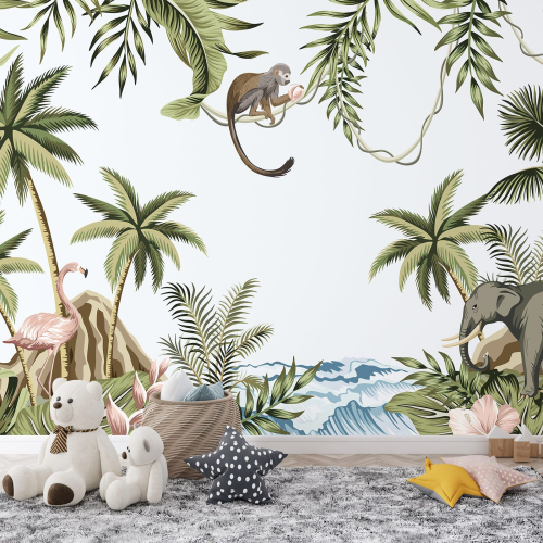 Papier peint panoramique Enfants - Animaux de la Jungle