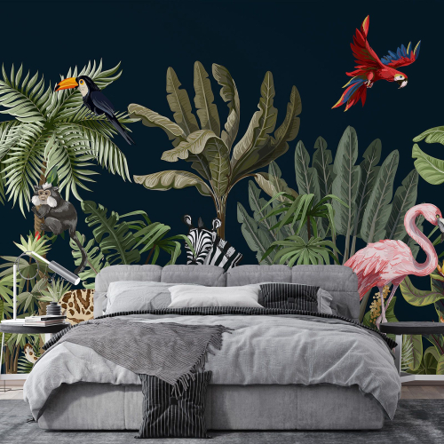 Papier peint panoramique Enfants - Animaux de la Jungle