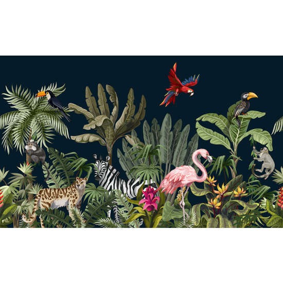 Papier peint panoramique Enfants - Animaux de la Jungle