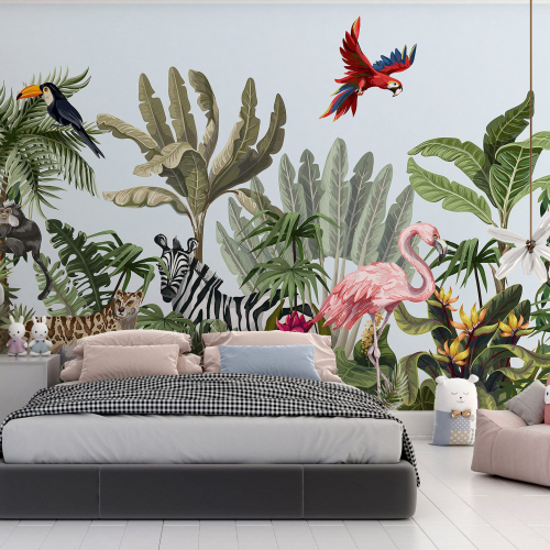 Papier peint panoramique Enfants - Animaux de la Jungle