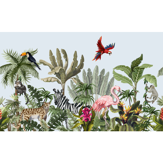 Papier peint panoramique Enfants - Animaux de la Jungle