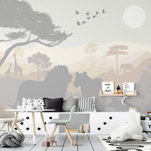 Papier peint panoramique Enfants - Animaux de la Jungle