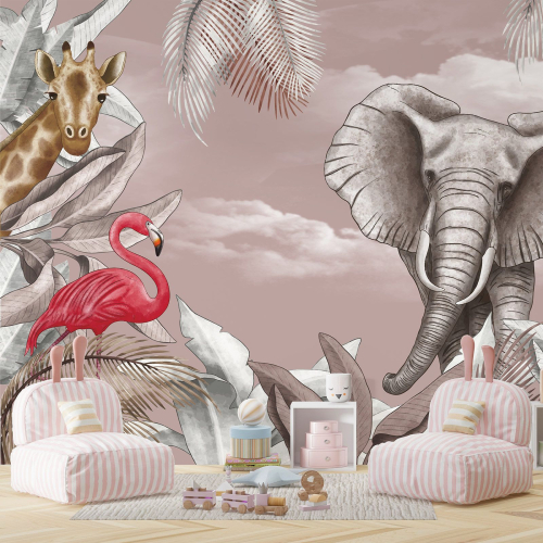 Papier peint panoramique Enfants - Animaux de la Jungle