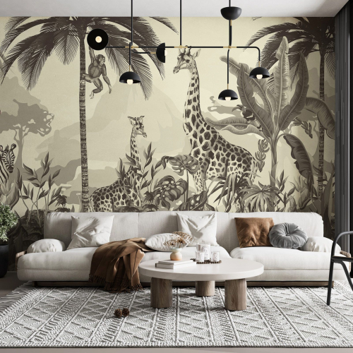 Papier peint panoramique Enfants - Animaux de la Jungle