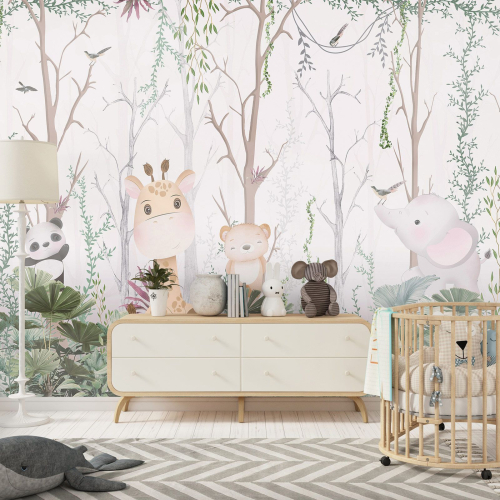 Papier peint panoramique Enfants - Animaux de la Jungle