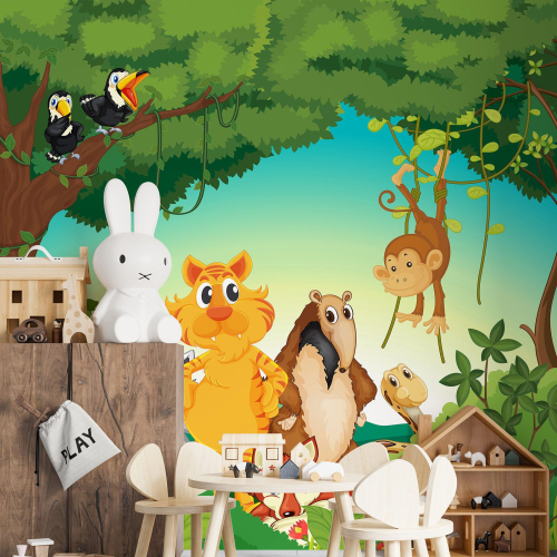 Papier peint panoramique Enfants - Animaux de la Jungle