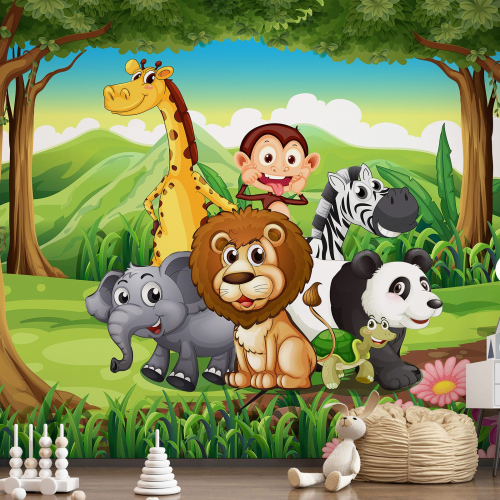Papier peint panoramique Enfants - Animaux de la Jungle