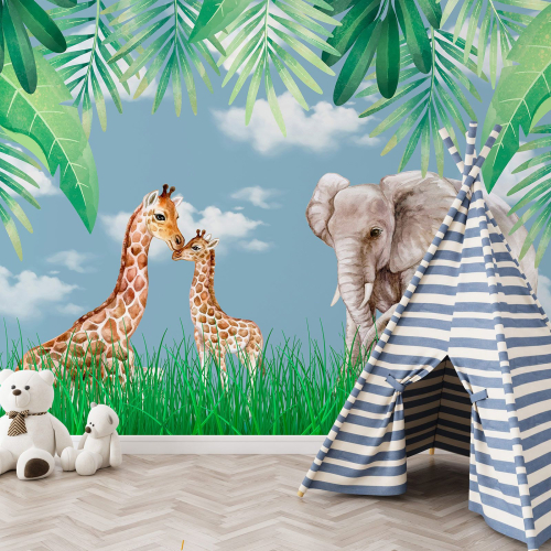 Papier peint panoramique Enfants - Animaux de la Jungle