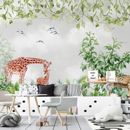 Papier peint panoramique Enfants - Animaux de la Jungle