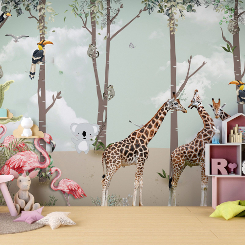Papier peint panoramique Enfants - Animaux de la Jungle