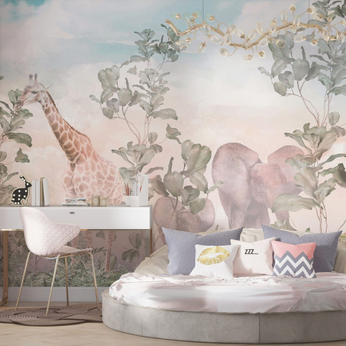 Papier peint panoramique Enfants - Animaux de la Jungle