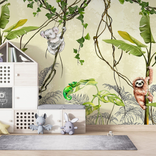 Papier peint panoramique Enfants - Animaux de la Jungle