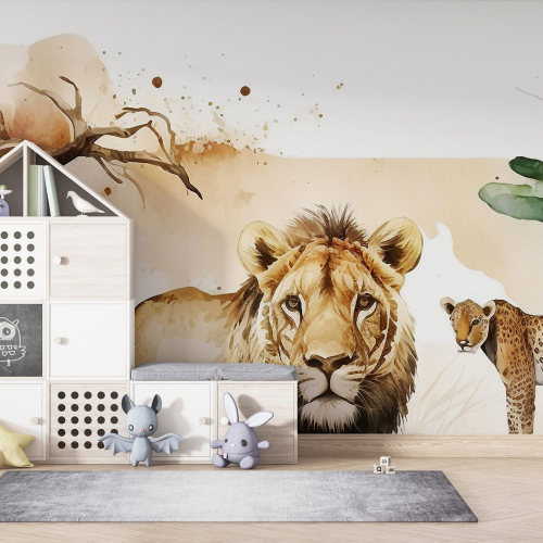 Papier peint panoramique Enfants - Animaux de la Jungle