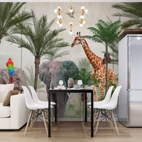 Papier peint panoramique Enfants - Animaux de la Jungle