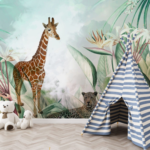 Papier peint panoramique Enfants - Animaux de la Jungle