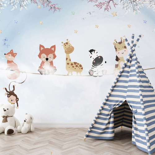 Papier peint panoramique Enfants - Animaux de la Jungle