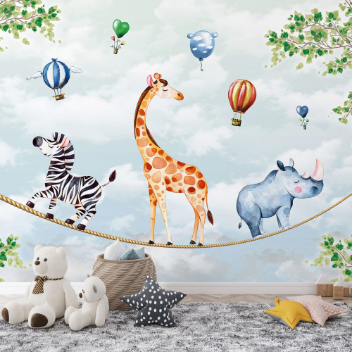 Papier peint panoramique Enfants - Animaux de la Jungle