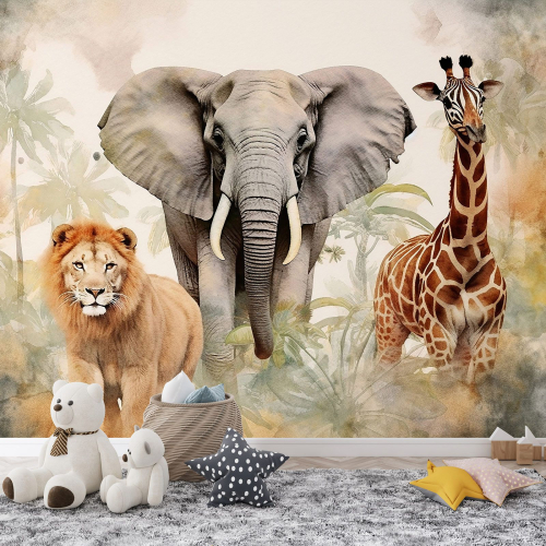Papier peint panoramique Enfants - Animaux de la Jungle