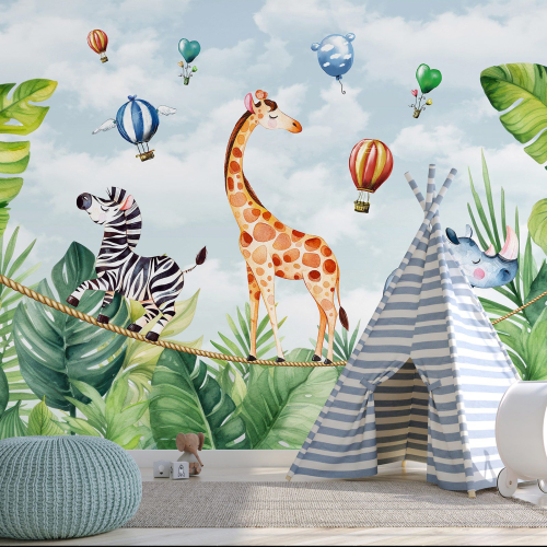 Papier peint panoramique Enfants - Animaux de la Jungle