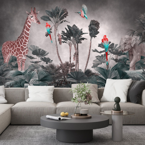Papier peint panoramique Enfants - Animaux de la Jungle