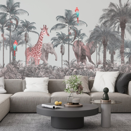 Papier peint panoramique Enfants - Animaux de la Jungle