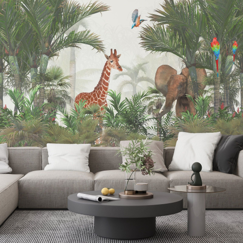 Papier peint panoramique Enfants - Animaux de la Jungle
