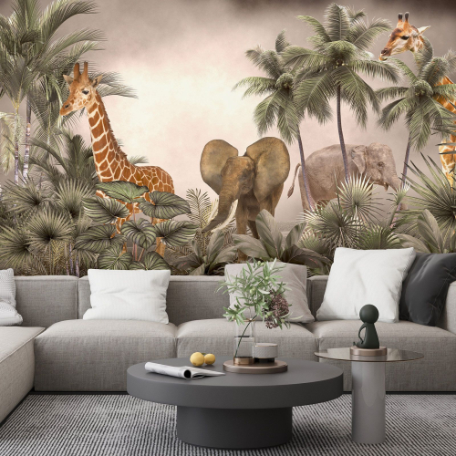 Papier peint panoramique Enfants - Animaux de la Jungle