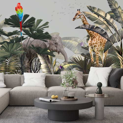 Papier peint panoramique Enfants - Animaux de la Jungle