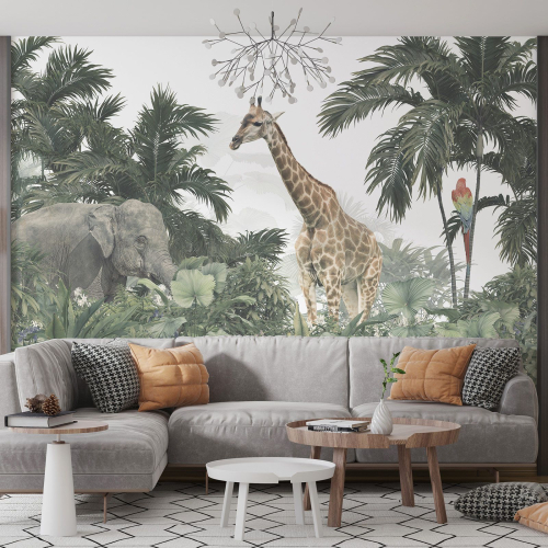 Papier peint panoramique Enfants - Animaux de la Jungle