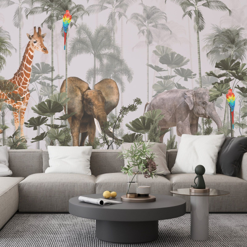 Papier peint panoramique Enfants - Animaux de la Jungle