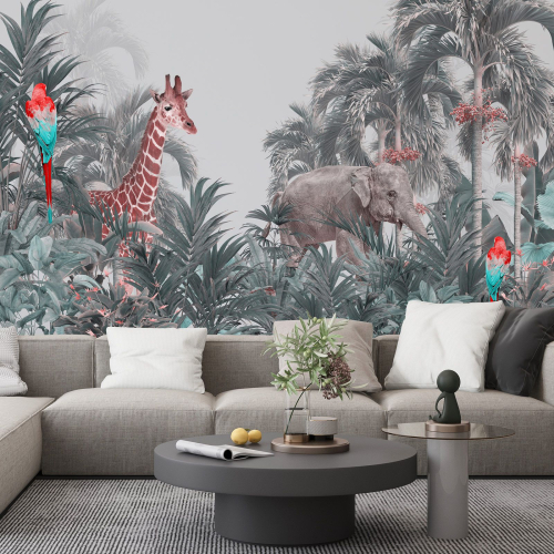 Papier peint panoramique Enfants - Animaux de la Jungle