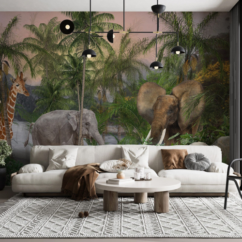 Papier peint panoramique Enfants - Animaux de la Jungle