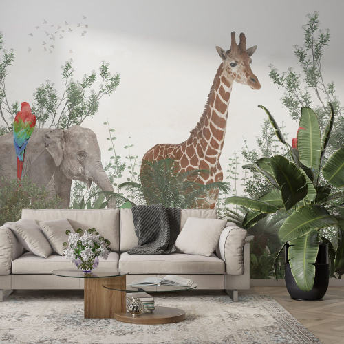 Papier peint panoramique Enfants - Animaux de la Jungle