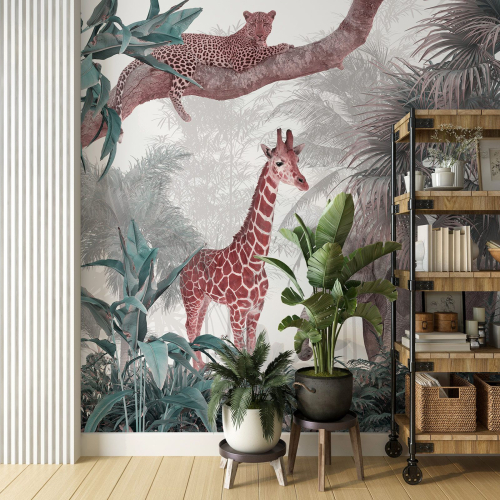 Papier peint panoramique Enfants - Animaux de la Jungle