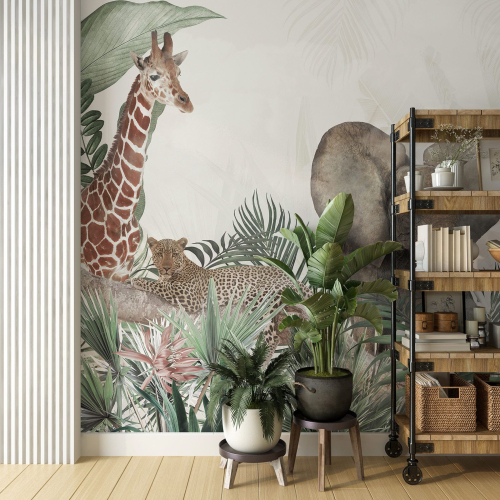 Papier peint panoramique Enfants - Animaux de la Jungle