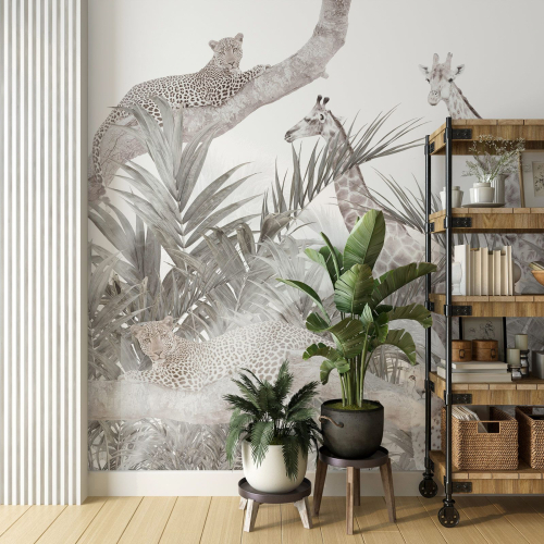 Papier peint panoramique Enfants - Animaux de la Jungle