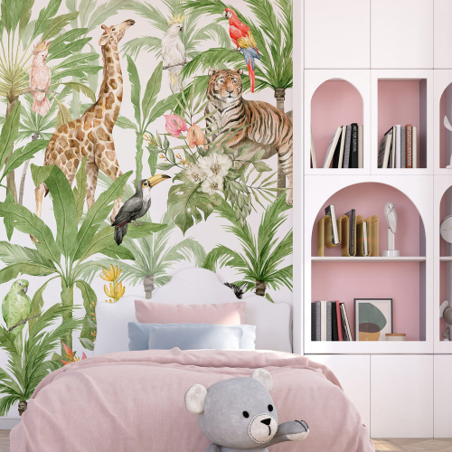 Papier peint panoramique Enfants - Animaux de la Jungle