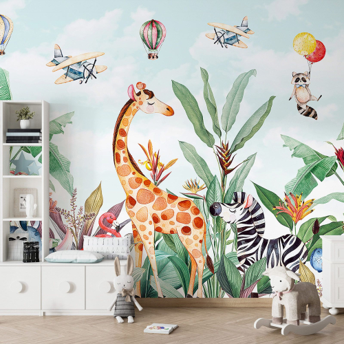 Papier peint panoramique Enfants - Animaux de la Jungle