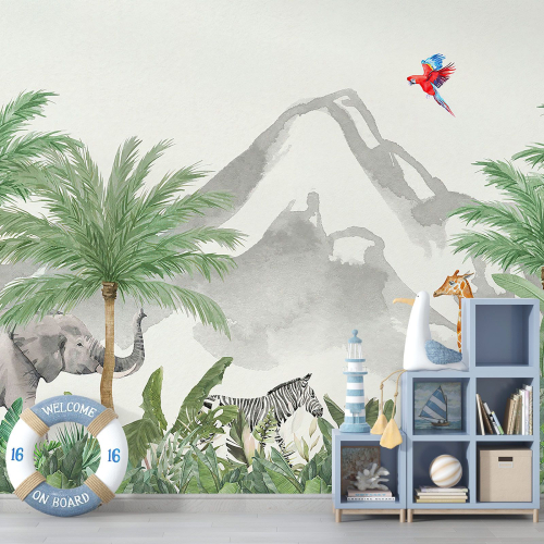 Papier peint panoramique Enfants - Animaux de la Jungle