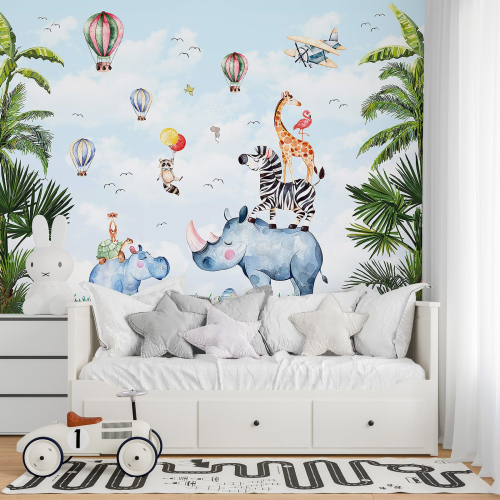 Papier peint panoramique Enfants - Animaux de la Jungle